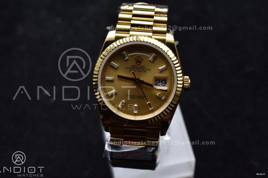 904L Weight) Diamond QF YG vr3255 with V5 Stick President 36 Best Steel Dial Gold DayDate on Bracelet Edition (Gain 0516